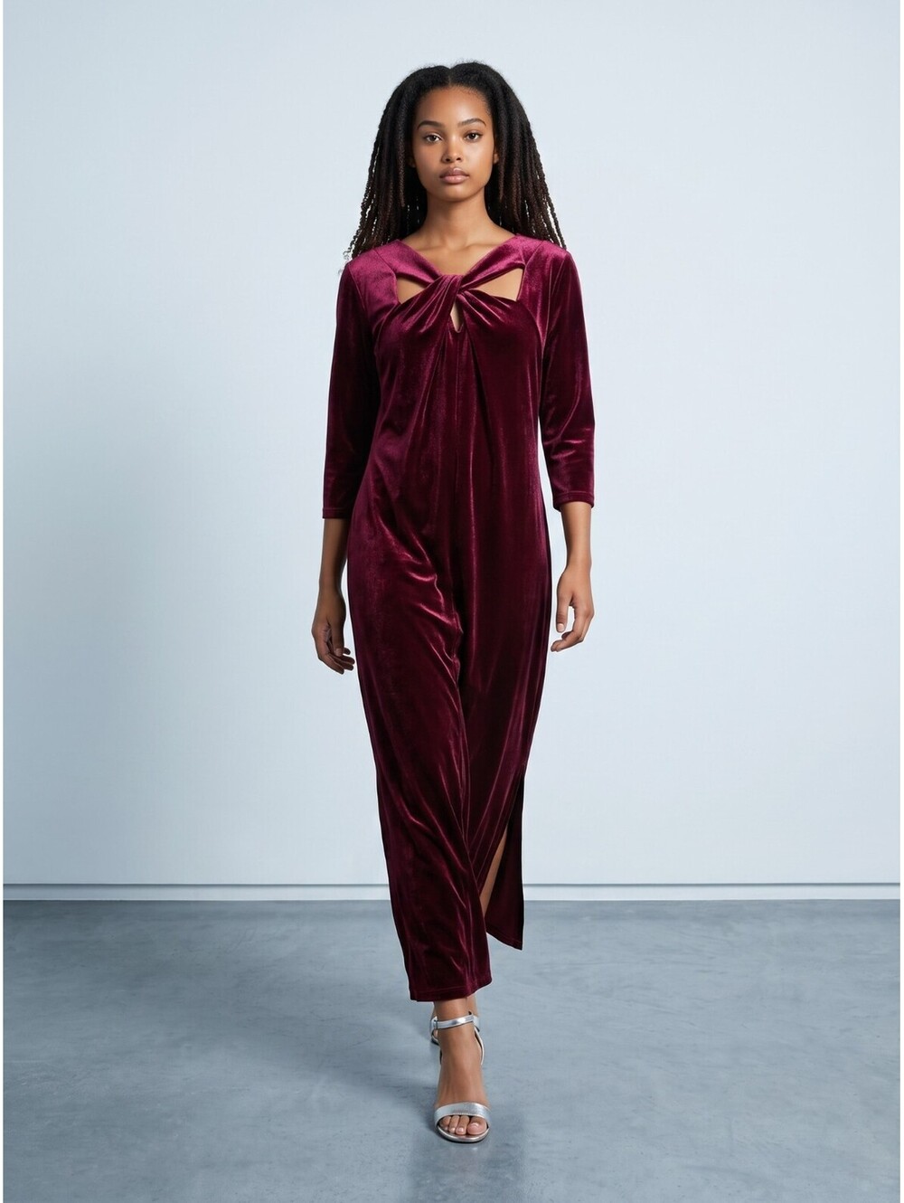 Attitudes by Renee NWT Stretchy Velvet Dress-Medium-Ruby Jewel
